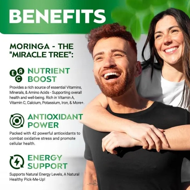 Moringa Capsules, Pura Moringa Leaf Energy, Metabolism & Immune Support, Healthcare Supplement & Vitamins 60pcs Dietary Supplement Capsules