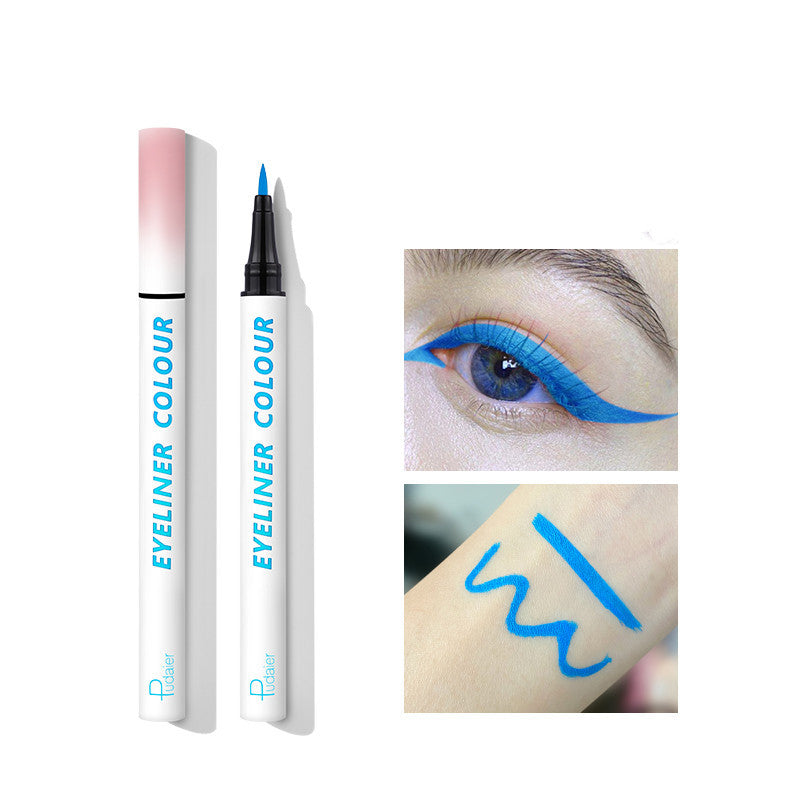 Color eyeliner blue white thin tip very thin