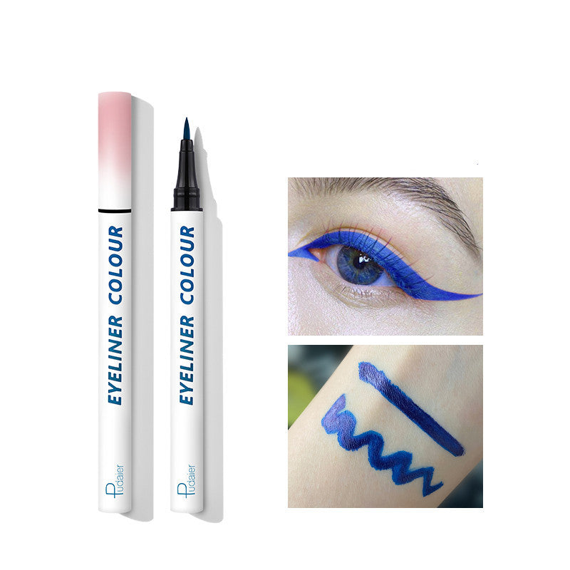 Color eyeliner blue white thin tip very thin