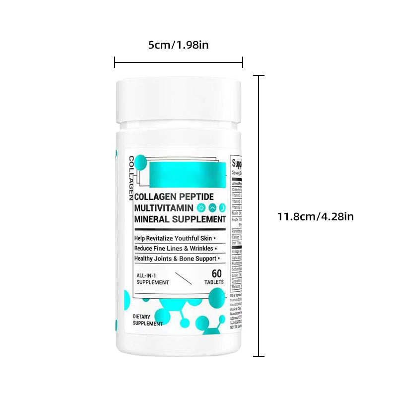 Collagen, Vitamin & Mineral, Contains Vitamin D3, Vitamin C, Probiotics,Vitamin E, Vitamin B & Multivitamin Healthcare Supplement Edible Fitness